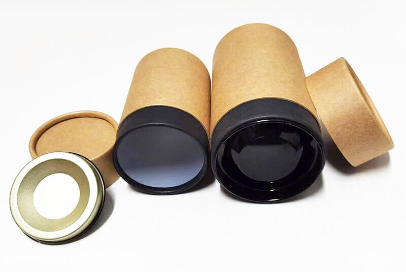 kraft round paper tube packaging with metal lid for food