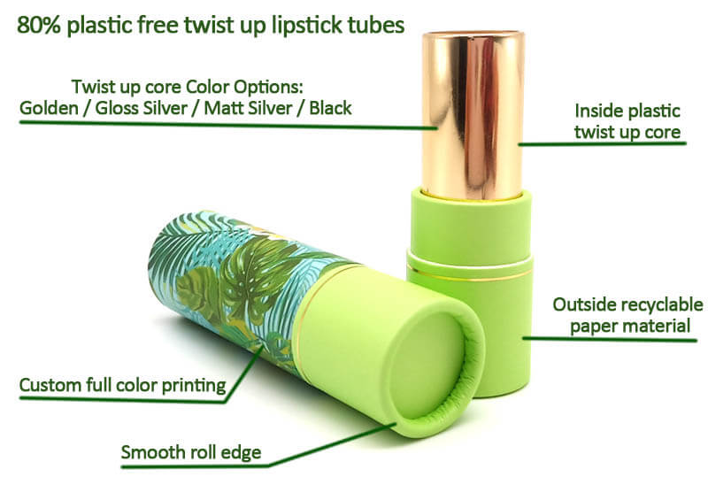 Rotate up cardboard lipstick tubes