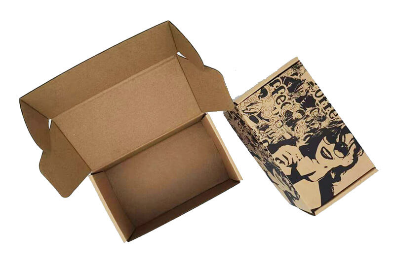 kraft paper corrugated shipping boxes mailer box black design print