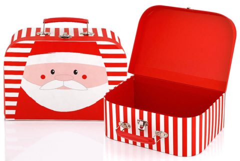 rigid cardboard paper suitcase box with handle