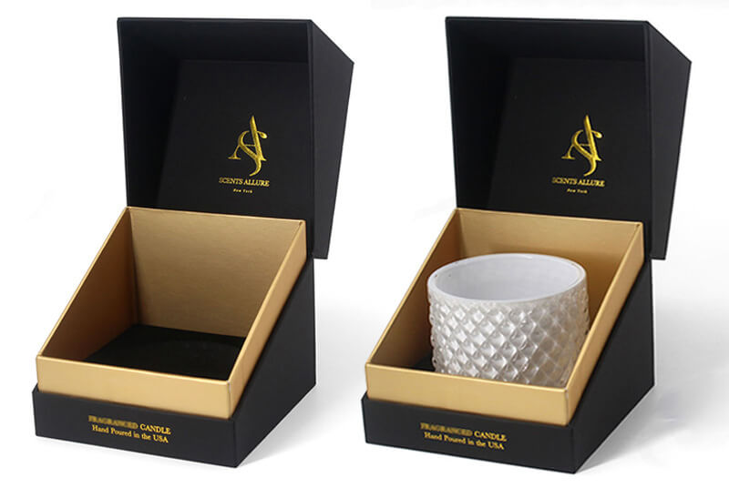 black candle boxes with golden logo